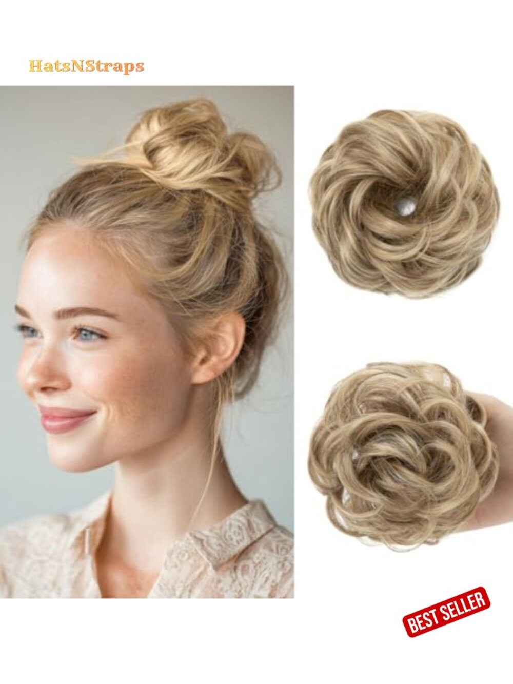 Small Messy Bun Hairpiece Set for Thin Hair Synthetic Curly Mini Updo